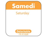 rouleau de 1000 étiquettes dlc jour de la semaine autocollantes 2,5x2,5 cm samedi orange