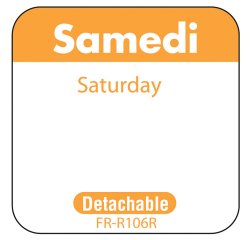 rouleau de 1000 étiquettes dlc jour de la semaine autocollantes 2,5x2,5 cm samedi orange