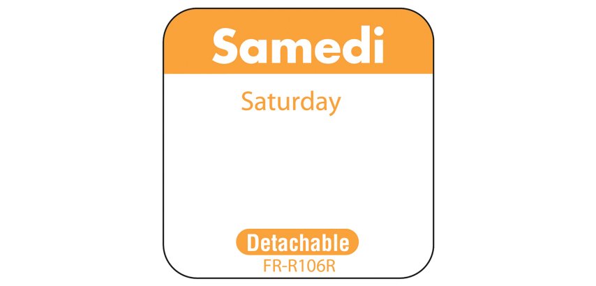 rouleau de 1000 étiquettes dlc jour de la semaine autocollantes 2,5x2,5 cm samedi orange