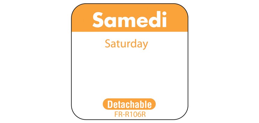 rouleau de 1000 étiquettes dlc jour de la semaine autocollantes 2,5x2,5 cm samedi orange