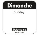rouleau de 1000 étiquettes dlc jour de la semaine autocollantes 2,5x2,5 cm dimanche noir
