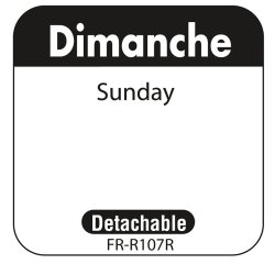 rouleau de 1000 étiquettes dlc jour de la semaine autocollantes 2,5x2,5 cm dimanche noir