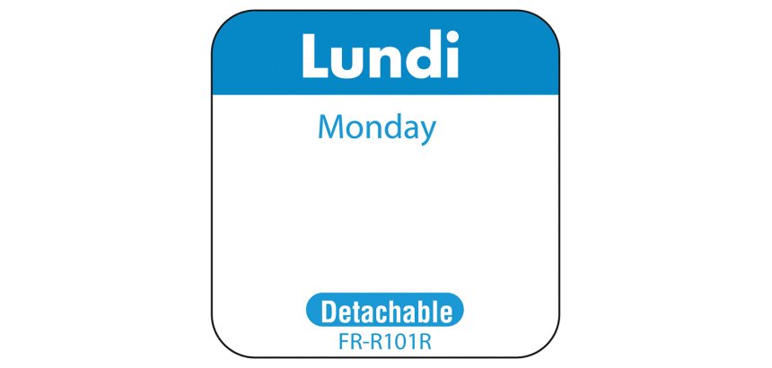 rouleau de 1000 étiquettes dlc jour de la semaine autocollantes 2,5x2,5 cm lundi bleu