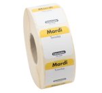 rouleau de 1000 étiquettes dlc jour de la semaine autocollantes 2,5x2,5 cm mardi jaune