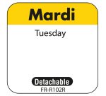 rouleau de 1000 étiquettes dlc jour de la semaine autocollantes 2,5x2,5 cm mardi jaune