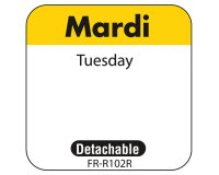 rouleau de 1000 étiquettes dlc jour de la semaine autocollantes 2,5x2,5 cm mardi jaune
