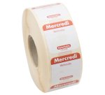rouleau de 1000 étiquettes dlc jour de la semaine autocollantes 2,5x2,5 cm mercredi rouge