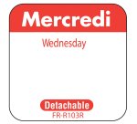 rouleau de 1000 étiquettes dlc jour de la semaine autocollantes 2,5x2,5 cm mercredi rouge