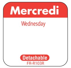 rouleau de 1000 étiquettes dlc jour de la semaine autocollantes 2,5x2,5 cm mercredi rouge