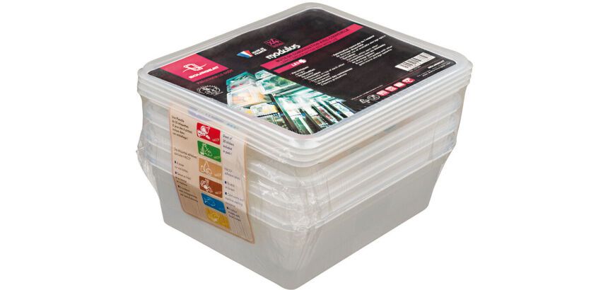 lot de 4 bacs Modulus rigides en polypropylène GN 1/2 avec couvercles - 6