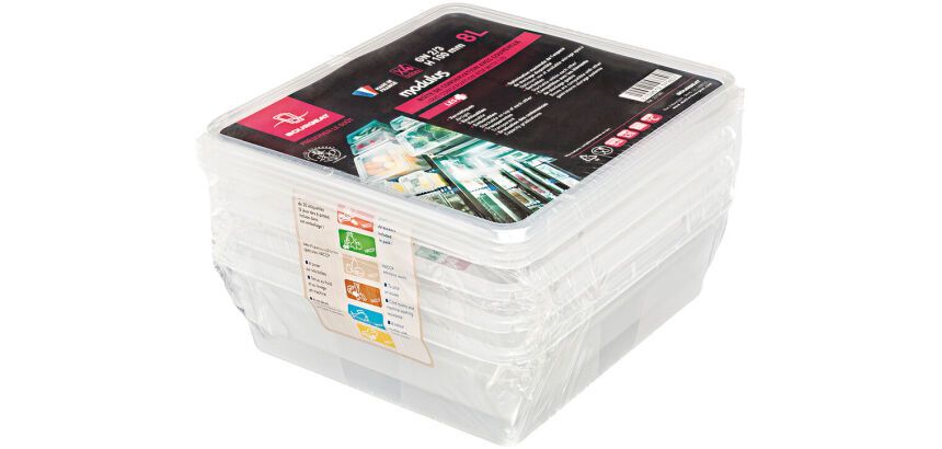 lot de 4 bacs Modulus rigides en polypropylène GN 2/3 avec couvercles - 8