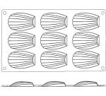 Gastroflex plaque GN 1/3 325x176 de 9 madeleines 6.8x3.8 cm