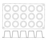 Gastroflex plaque GN 1/3 325x176 de 15 darioles rondes 4.5 cm