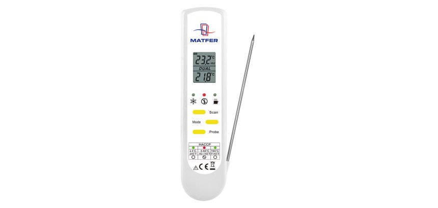 thermomètre DUO infra-rouge sonde repliable IP65 de -55° à +330° c