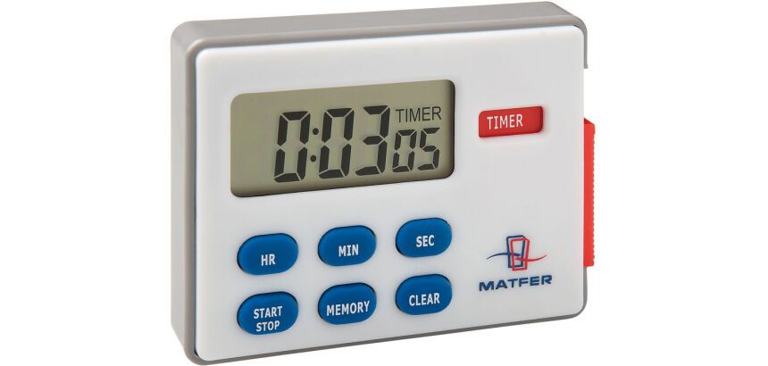 minuteur digital, chronomètre et horloge 24H avec mémoire