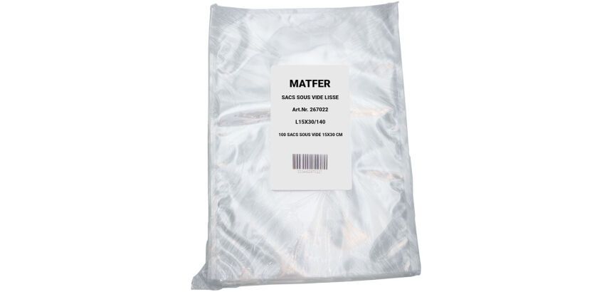 100 sacs sous-vide lisse 90 microns 20 x 30 cm
