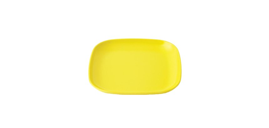 assiette carrée plate en mélamine 13,5 x 13,5 cm jaune