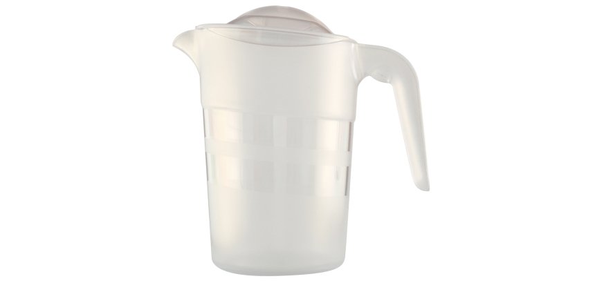 pichet empilable 1 litre transparent avec couvercle