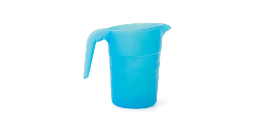 pichet empilable 1 litre en polypropylène bleu