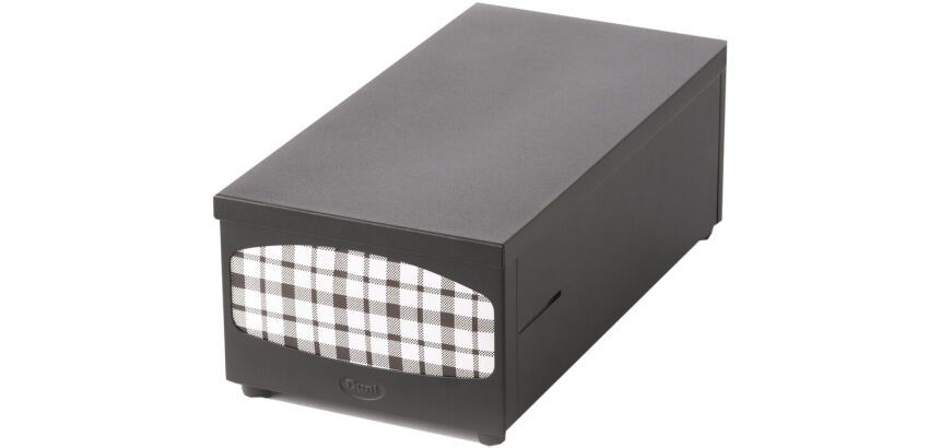 distributeur de comptoir horizontal pour serviettes en papier réf. 713815 à pli décalé. Poussoir intégré. dim :350x180x130 mm