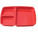 plateau 3 compartiments en mélamine 24,5 x 20,9 cm rouge