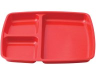 plateau 3 compartiments en mélamine 24,5 x 20,9 cm rouge