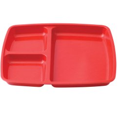 plateau 3 compartiments en mélamine 24,5 x 20,9 cm rouge