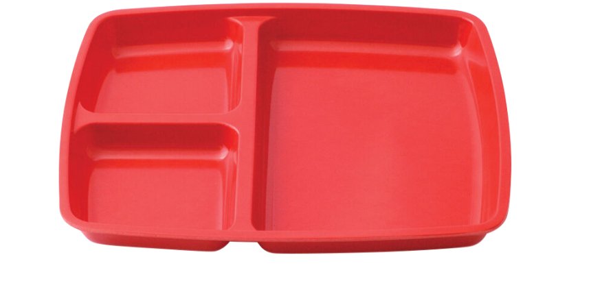 plateau 3 compartiments en mélamine 24,5 x 20,9 cm rouge