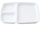 plateau 3 compartiments en mélamine 24,5 x 20,9 cm blanc