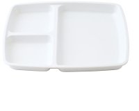 plateau 3 compartiments en mélamine 24,5 x 20,9 cm blanc