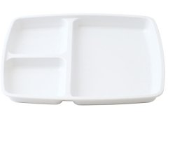 plateau 3 compartiments en mélamine 24,5 x 20,9 cm blanc