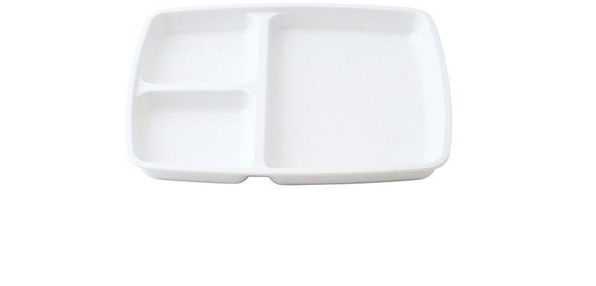 plateau 3 compartiments en mélamine 24,5 x 20,9 cm blanc