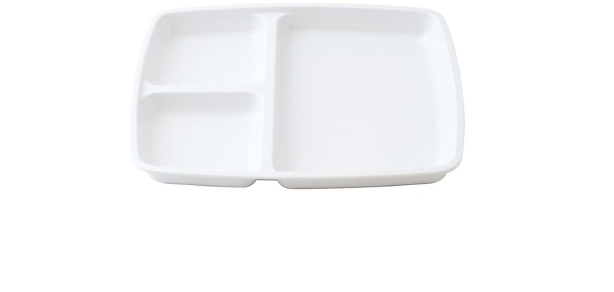 plateau 3 compartiments en mélamine 24,5 x 20,9 cm blanc