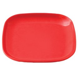 assiette carrée plate en mélamine 13,5 x 13,5 cm rouge
