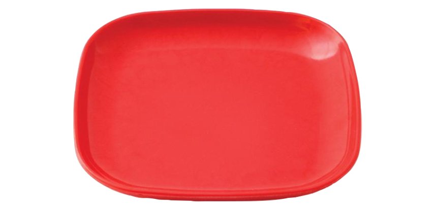 assiette carrée plate en mélamine 13,5 x 13,5 cm rouge