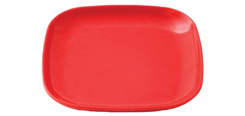 assiette carrée plate en mélamine 13,5 x 13,5 cm rouge