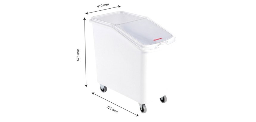 bac à ingrédients avec couvercle, roues et chape en acier - 100 l