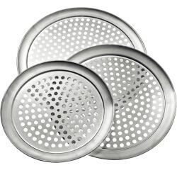 plateau rond à pizza perforé 9mm aluminium diamètre 33 cm