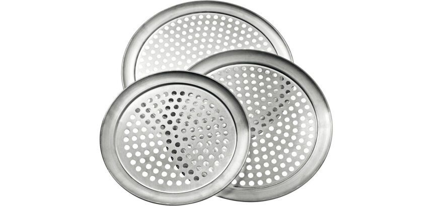 plateau rond à pizza perforé 9mm aluminium diamètre 33 cm