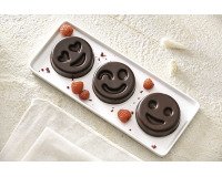 Flexipan 60x40 plaque de 24 smileys (12 coeurs, 12 sourires)  Ø 7,8 h 2 cm