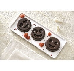 Flexipan 60x40 plaque de 24 smileys (12 coeurs, 12 sourires)  Ø 7,8 h 2 cm