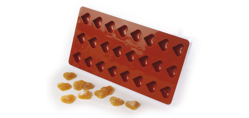 moule silicone pâte de fruit 24 coeurs 3 cm