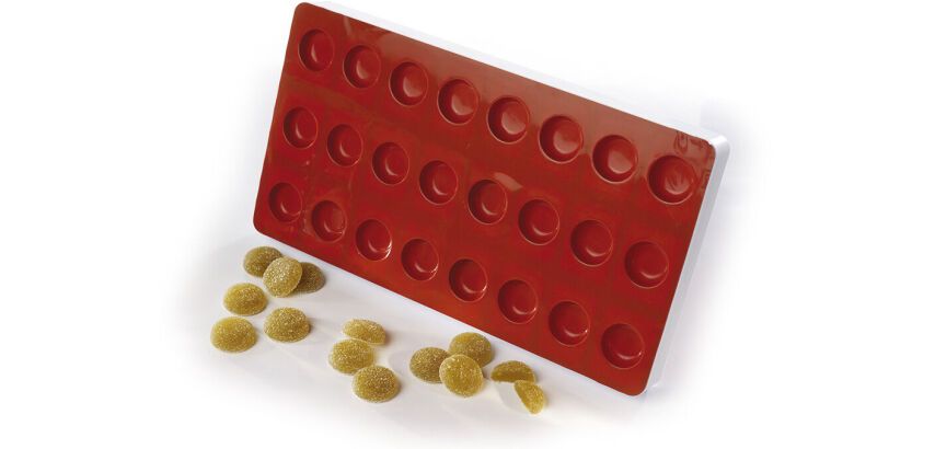 moule silicone pâte de fruit 24 palets ronds 3.4 cm
