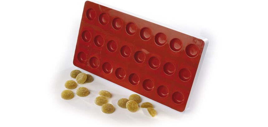 moule silicone pâte de fruit 24 palets ronds 3.4 cm