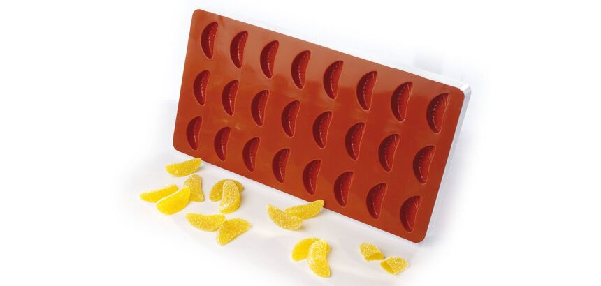 moule silicone pâte de fruit 24 quartiers de mandarine 4.5 cm