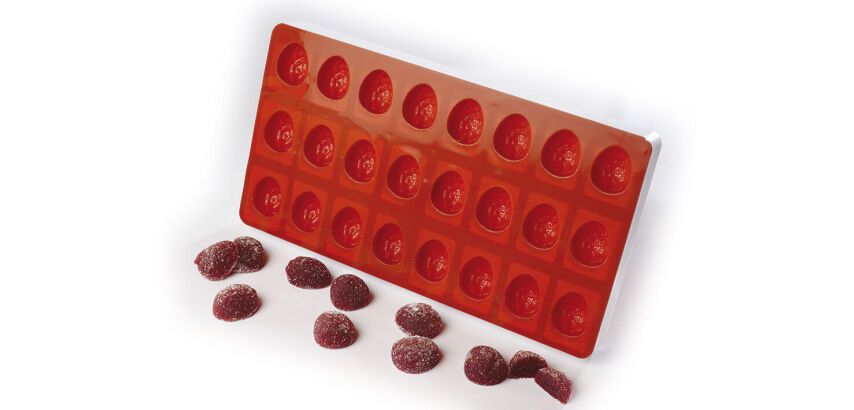 moule silicone pâte de fruit 24 demi-fraises 3.6 cm