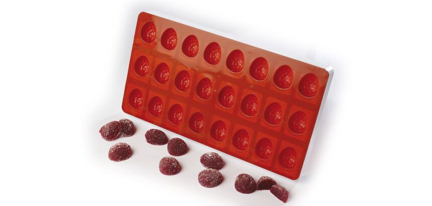 moule silicone pâte de fruit 24 demi-fraises 3.6 cm