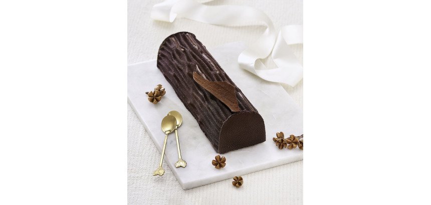 moule bûche silicone avec tapis relief bois 27,5x18,5 cm