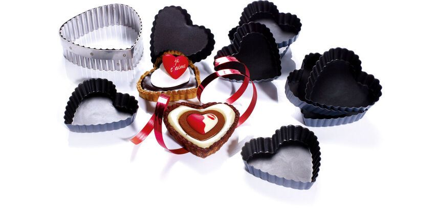 Exopan 12 tartelettes cannelées coeur 9 cm