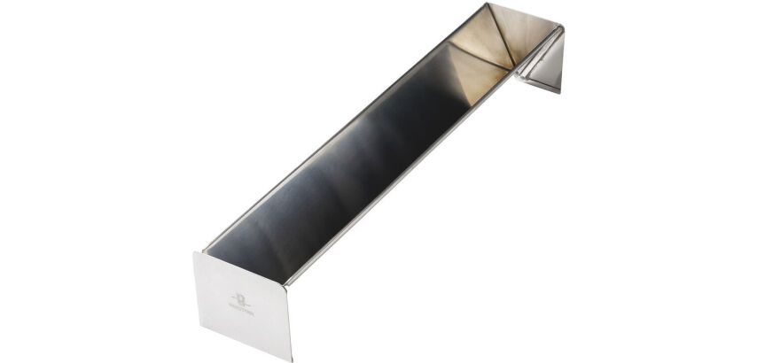 gouttière à bûche inox triangulaire 50x9x7.5 cm